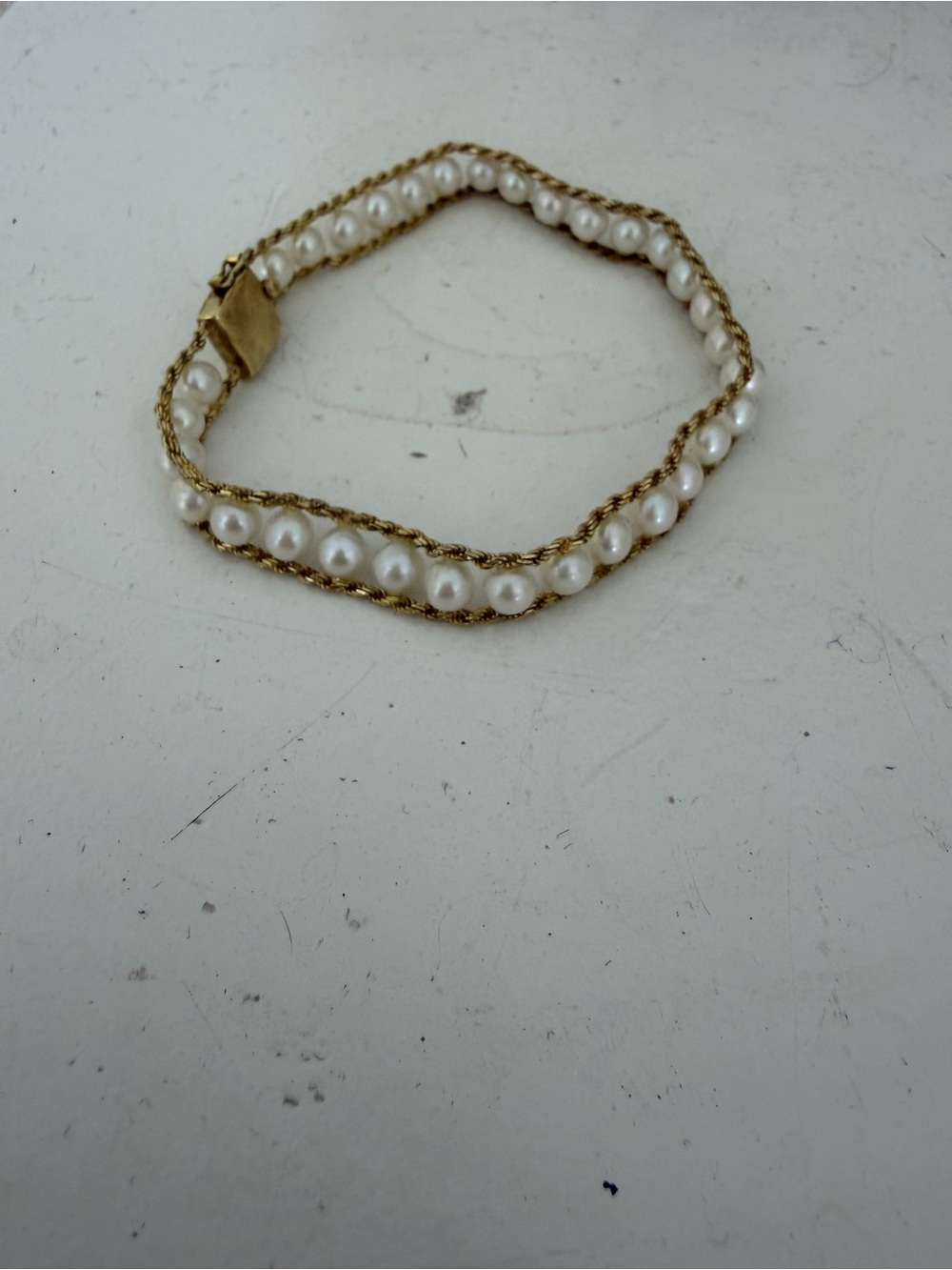 Classic Authentic Pearl and 24k Gold Bracelet